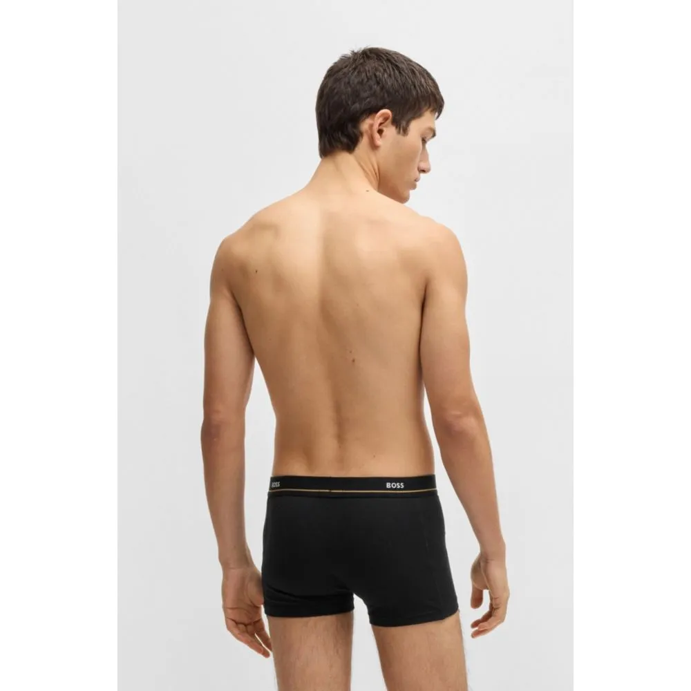Dreierpack dehnbare Baumwoll-Slipboxershorts mit Logo-Bund