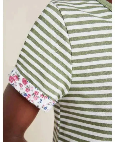 TLA Ringer-Streifen-T-Shirt mit hochgekrempelten Ärmeln