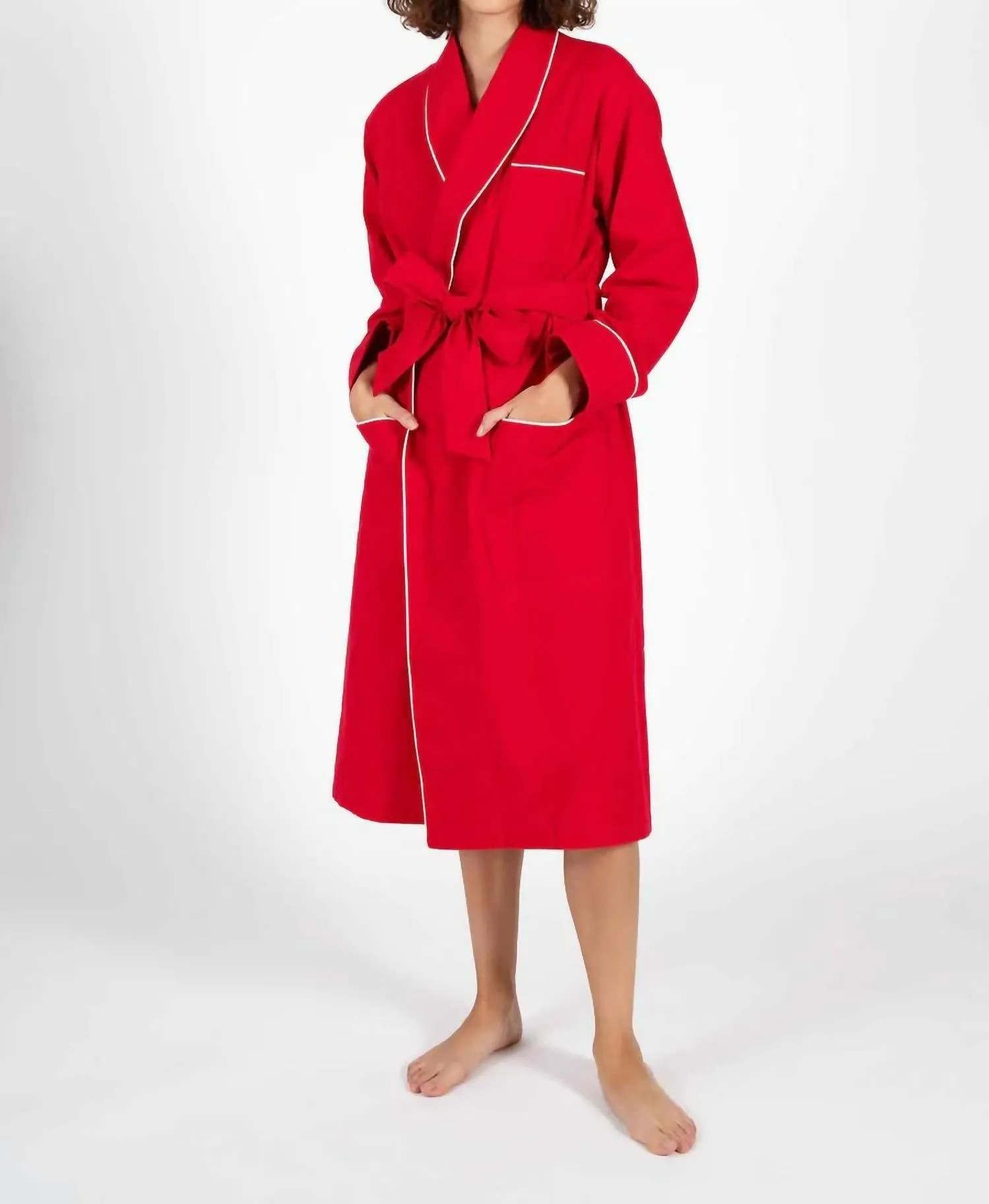 Unisex Glenn Bademantel In Rotem Flanell