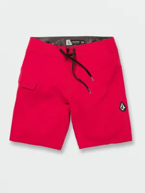 Volcom Lido Modellierte Badehose mit festem Bund – Band Rot Volcom