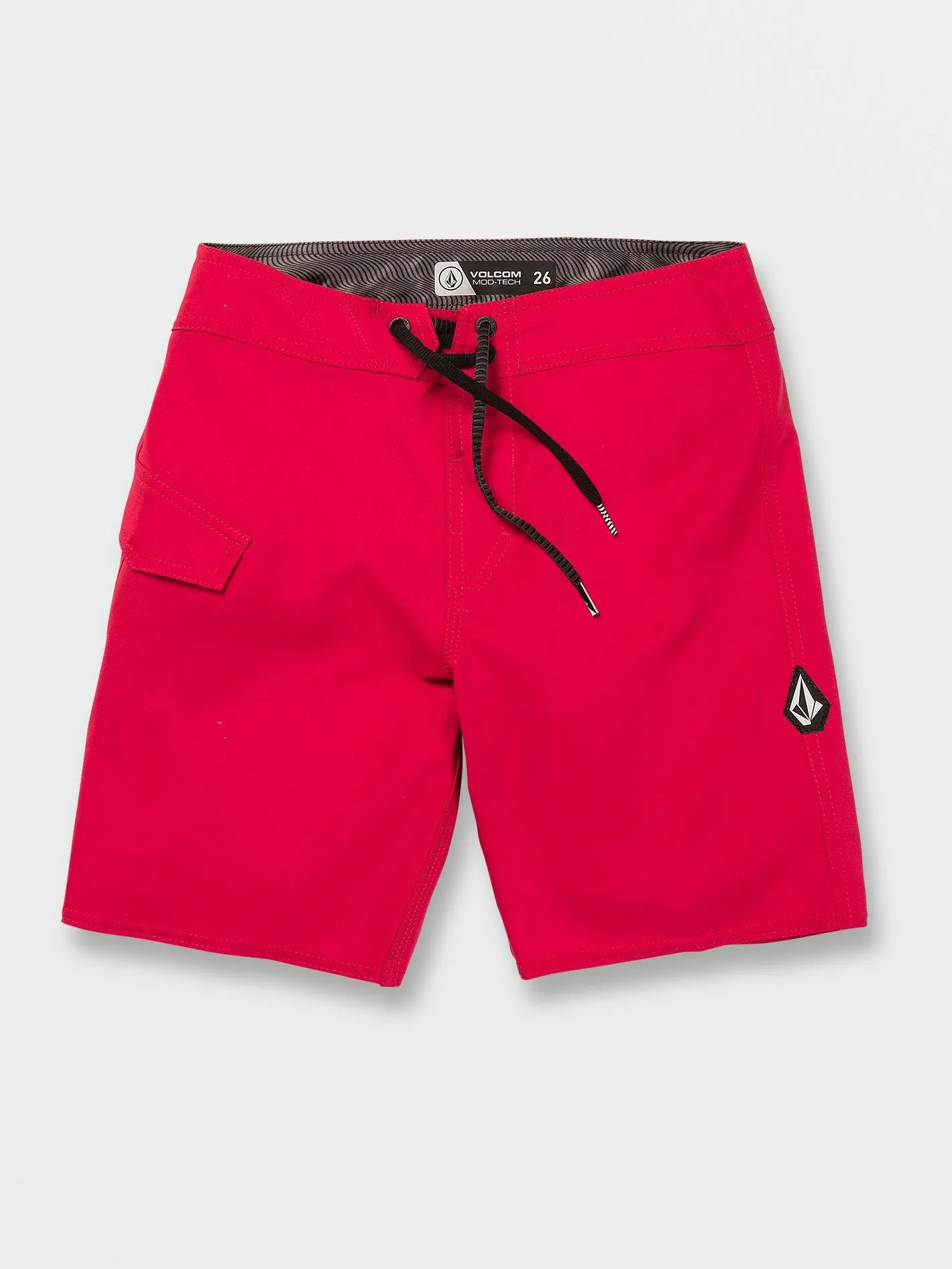 Volcom Lido Modellierte Badehose mit festem Bund – Band Rot Volcom