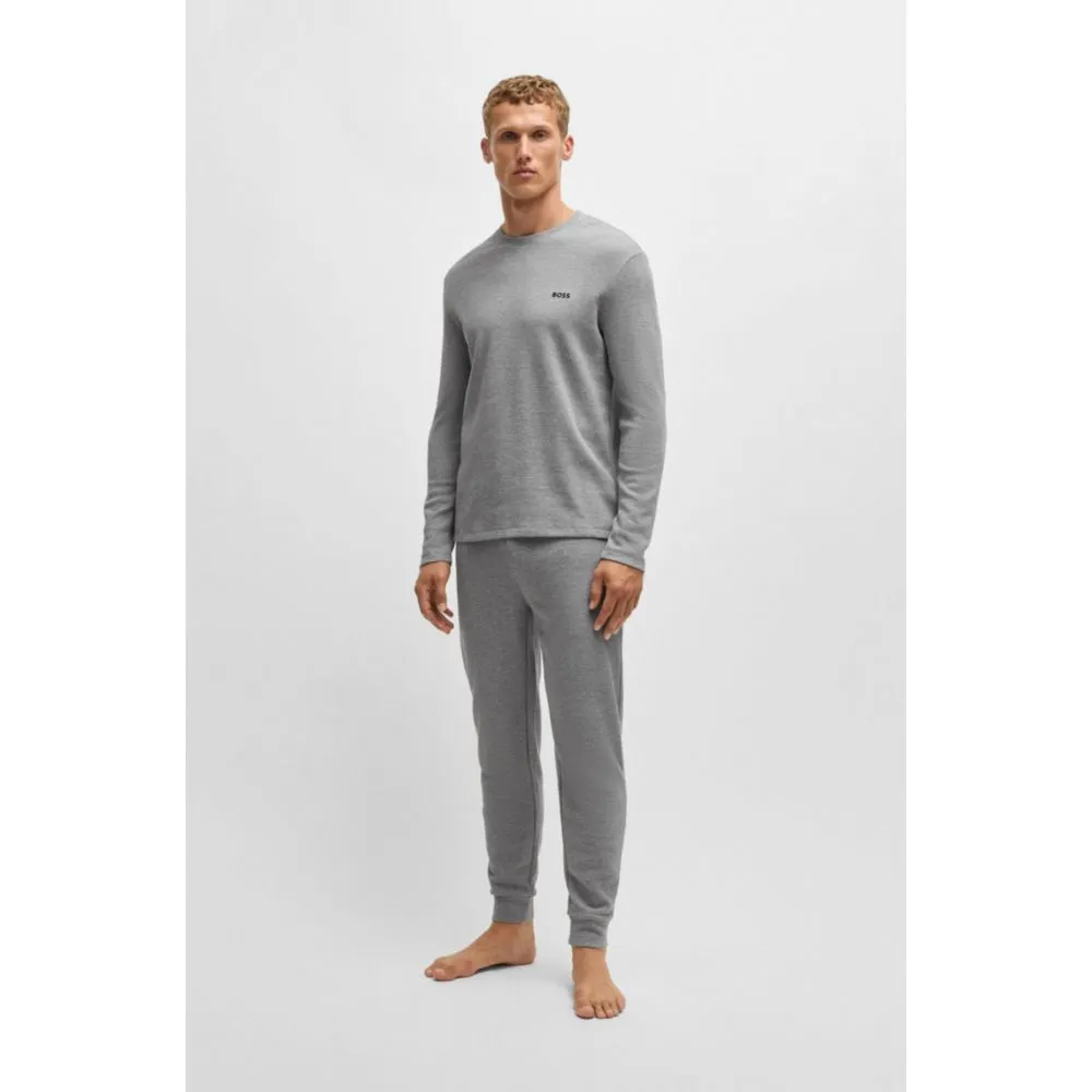 Waffelstrukturiertes Pyjama-T-Shirt aus Baumwolle