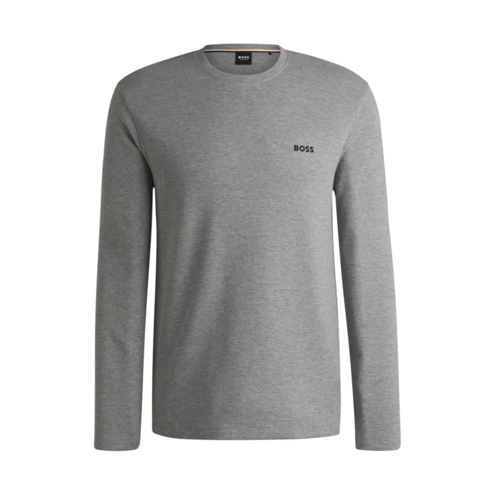 Waffelstrukturiertes Pyjama-T-Shirt aus Baumwolle
