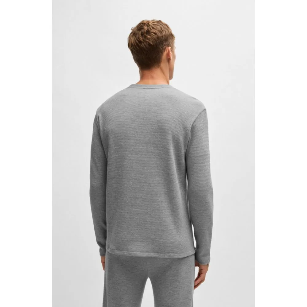 Waffelstrukturiertes Pyjama-T-Shirt aus Baumwolle
