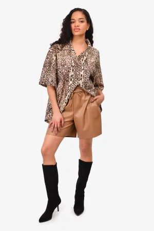 Weekend Max Mara Braune Kunstleder-Shorts Größe 2 US