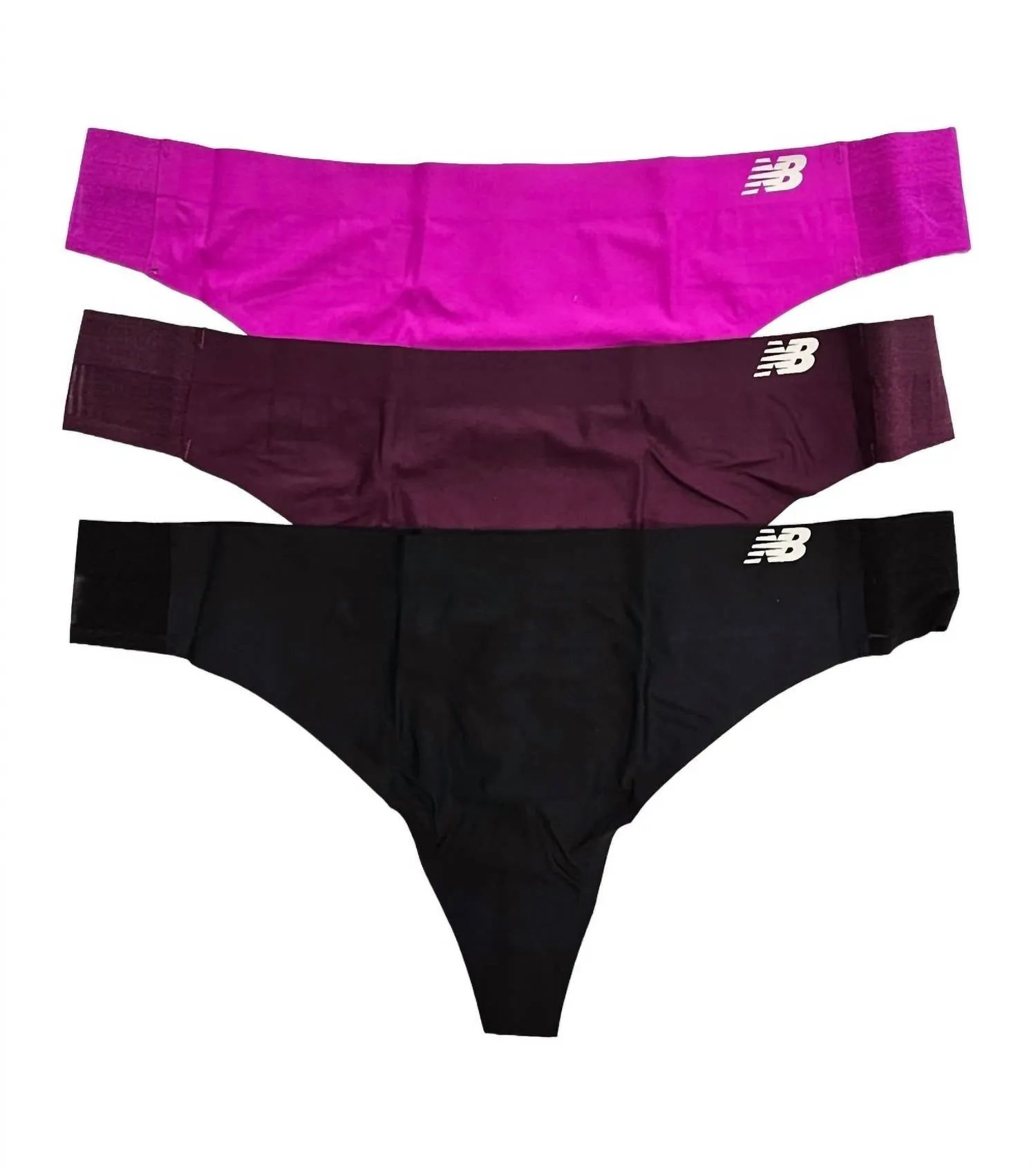Damen 3er-Pack Hybrid Unterwäsche Tanga in Schwarz/Dunkelbeere/Giftbeere