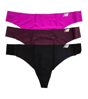Damen 3er-Pack Hybrid Unterwäsche Tanga in Schwarz/Dunkelbeere/Giftbeere