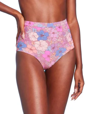 Damen Cheeky Blumenmuster Boyshorts Bikini-Unterteil, Mehrfarbig