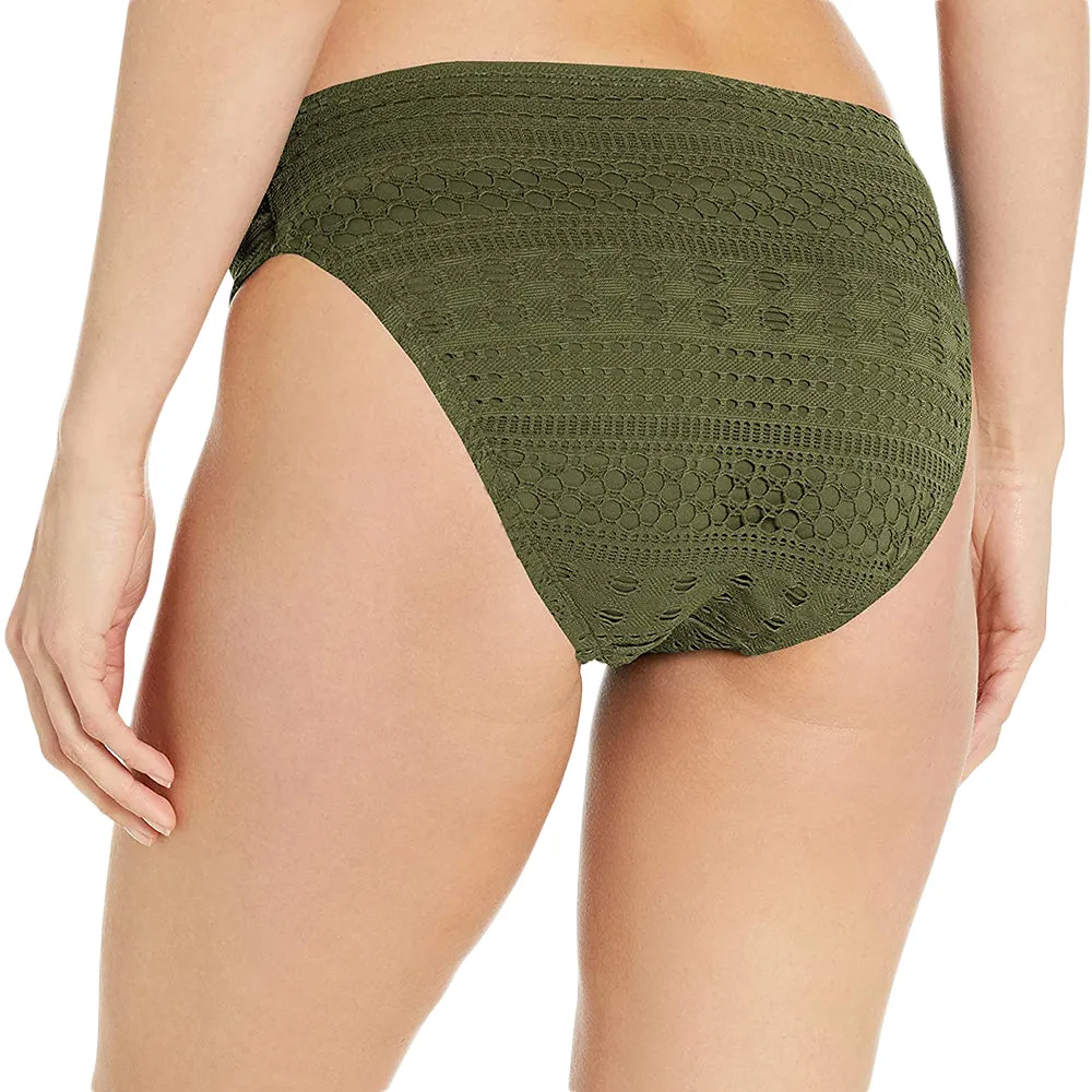 Damen bestickte Mesh-Bikiniunterteil, Olive