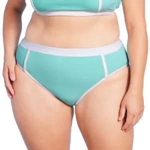 Damen-Bikiniunterteil mit hoher Taille, Türkis