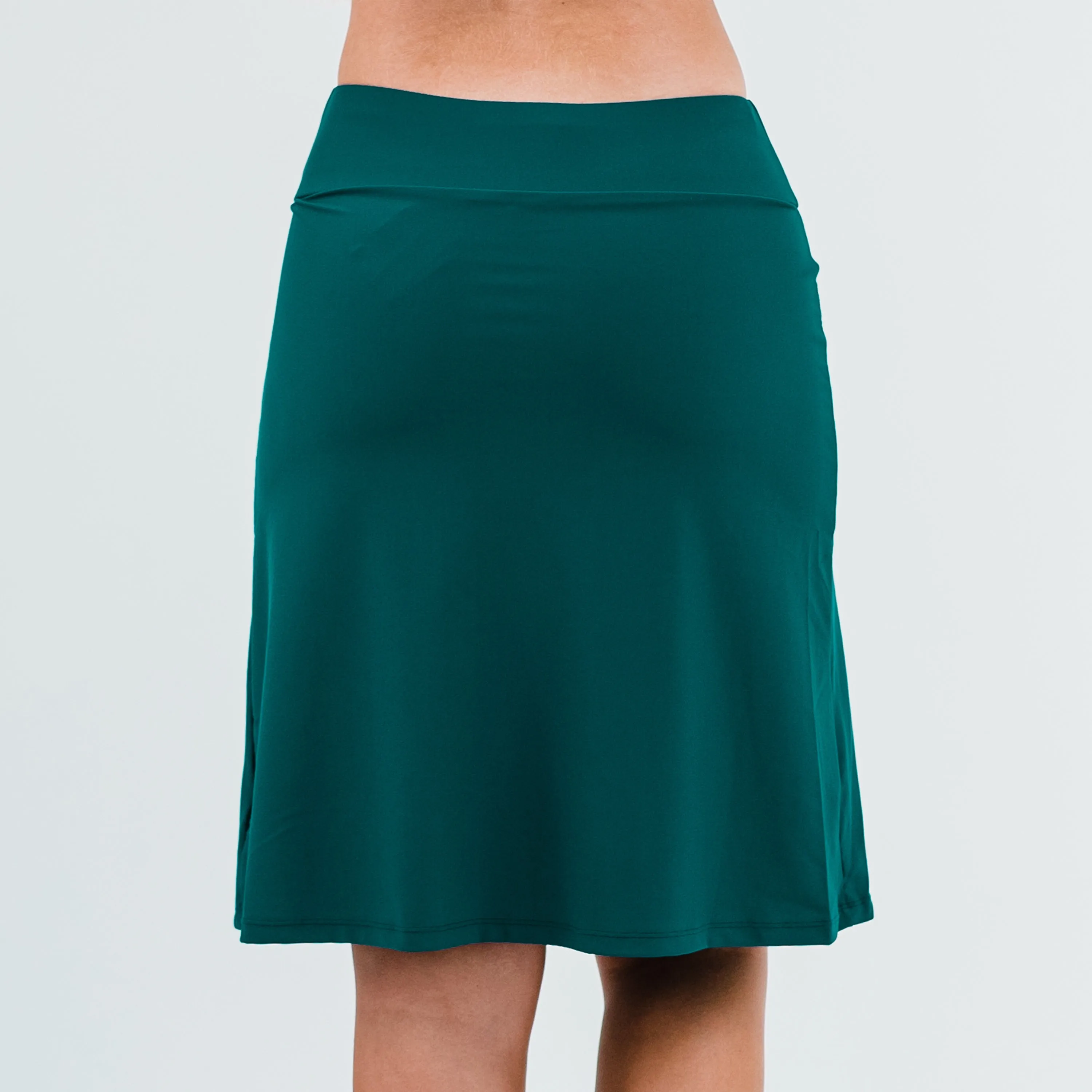 Damen Badeanzug Rock mit hoher Taille und Kniebund sowie integrierter Radlerhose