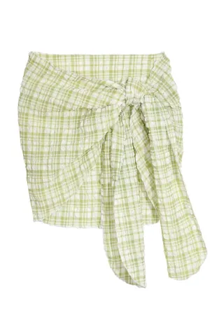 Damen-Katy-Mini-Sarong in grünem Karo