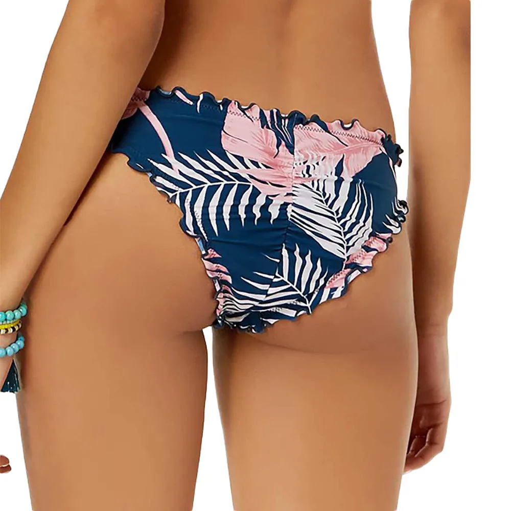 Damen-Bikiniunterteil mit Blattmuster, Petrol