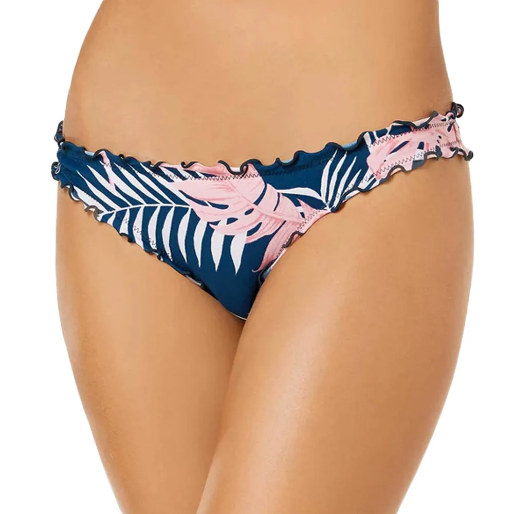 Damen-Bikiniunterteil mit Blattmuster, Petrol