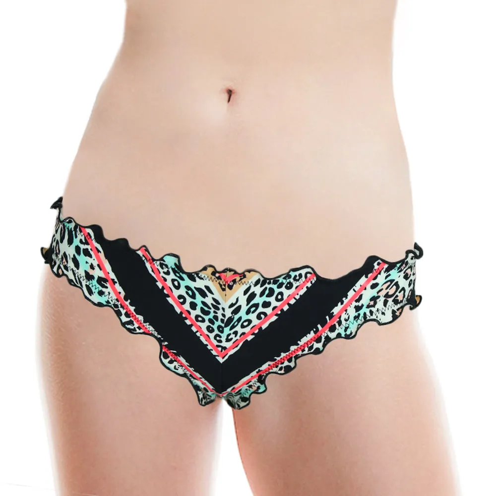 Damen-Meerjungfrau-Rüschen-Cheeky-Bikini-Höschen, Mehrfarbig