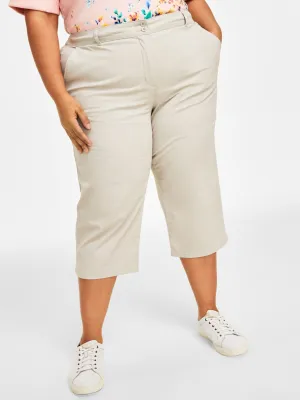 Damen einfache Capri-Hose, Stein