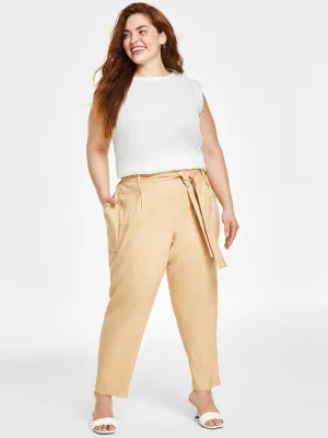 Damen einfache Cropped Hosen, Beige