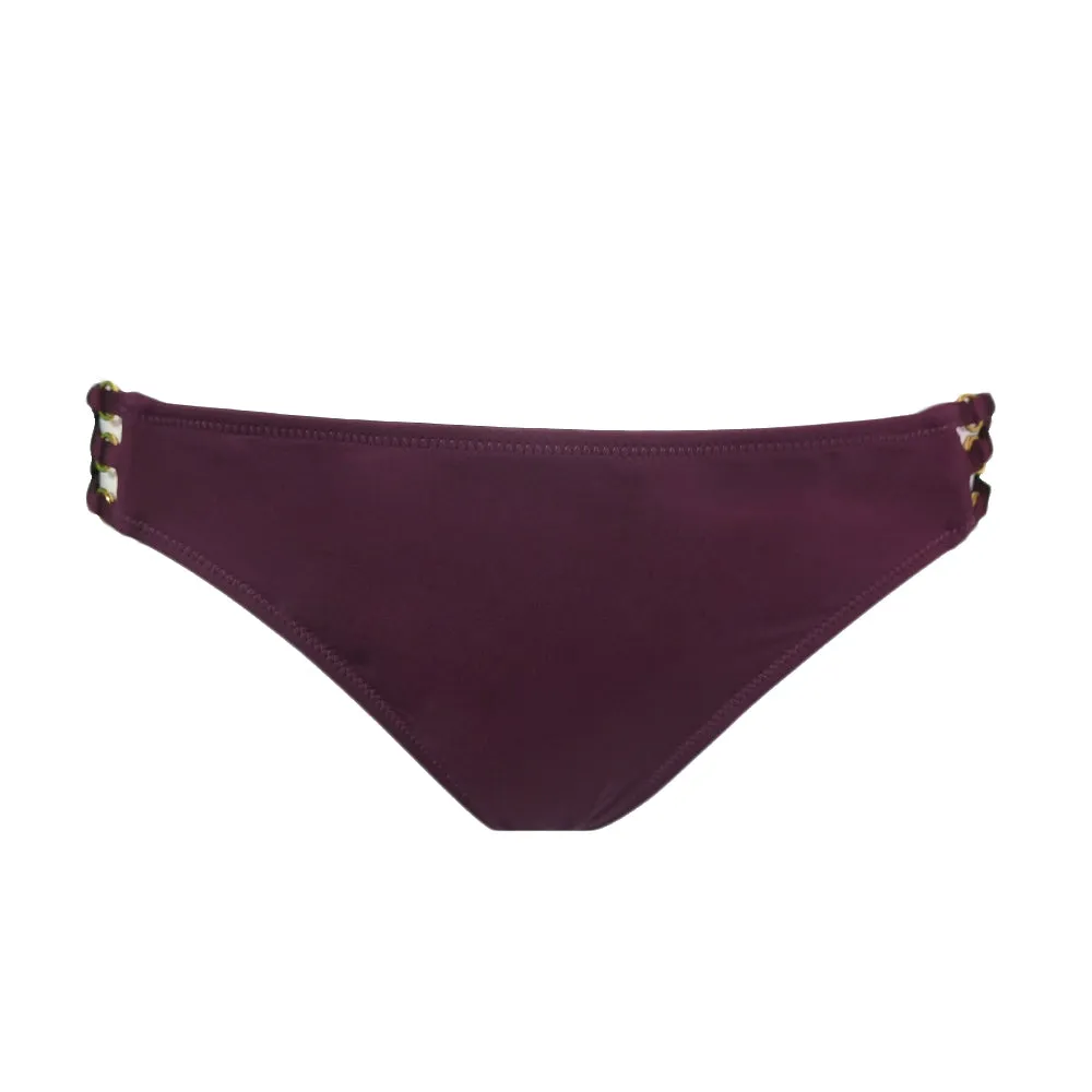 Damen-Bikiniunterteil mit seitlicher Schleife, Einfarbig, Lila