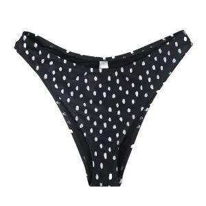 Damen-Polkapunkte Bikini-Höschen im V-Schnitt, Schwarz