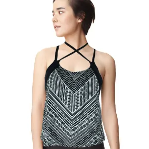 Damen Bedrucktes Layered Bade-Tankini, Schwarz/Weiß