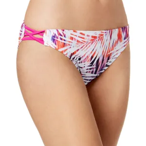 Damen-Bikiniunterteil mit Blätter-Print, Weiß