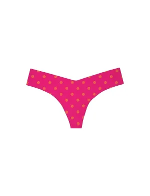 Damen-Printed Low-Rise Tanga in Knopf-Schockrosa