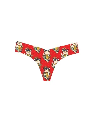 Damen-Print-Tanga mit niedrigem Bund in Lucky Kitty