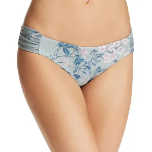 Damen-Bikini-Unterteil mit Metalloptik-Print und Rüschen an den Seiten, Grün