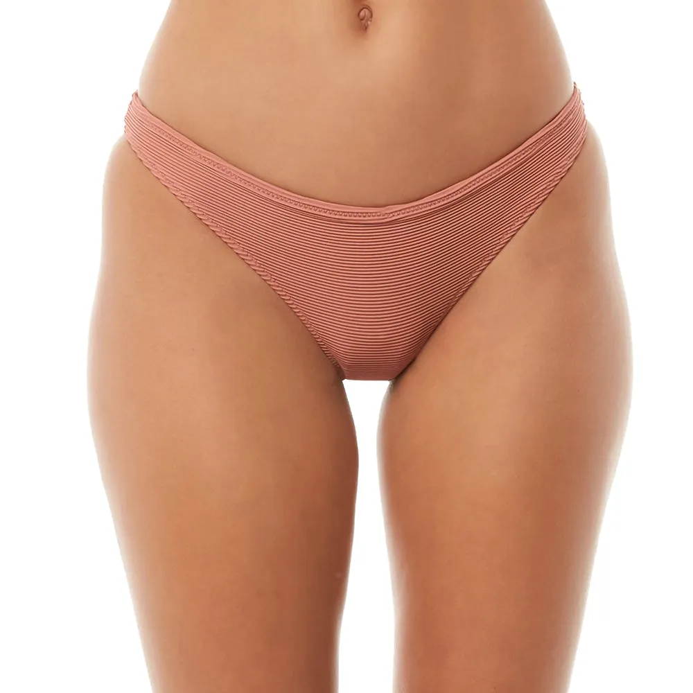 Damen-Rippen-Bikini-Höschen, Hell Ziegelrot