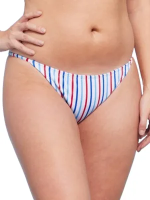 Damen Bikiniunterteil mit Streifen, niedriger Bund, Mehrfarbig