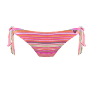 Damen-Bikiniunterteil mit Streifen und Seitenbindung, Mehrfarbig