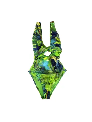 Damen Tropisches Druck Tankini Top, Grün